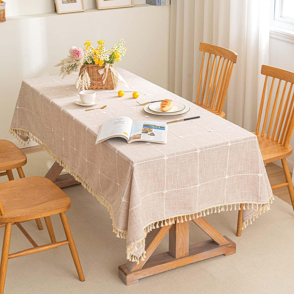 Farmhouse Tablecloth Cotton Linen Waterproof Burlap Table Cloth Rectangle Table Cloths Dinning Tabletop