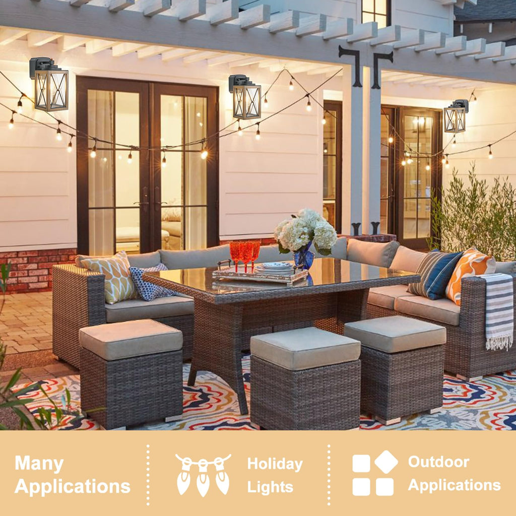 Dusk to Dawn Outdoor Porch Light with GFCI Outlet, 3 Lighting Modes Anti-Rust Waterproof Industrial Outdoor