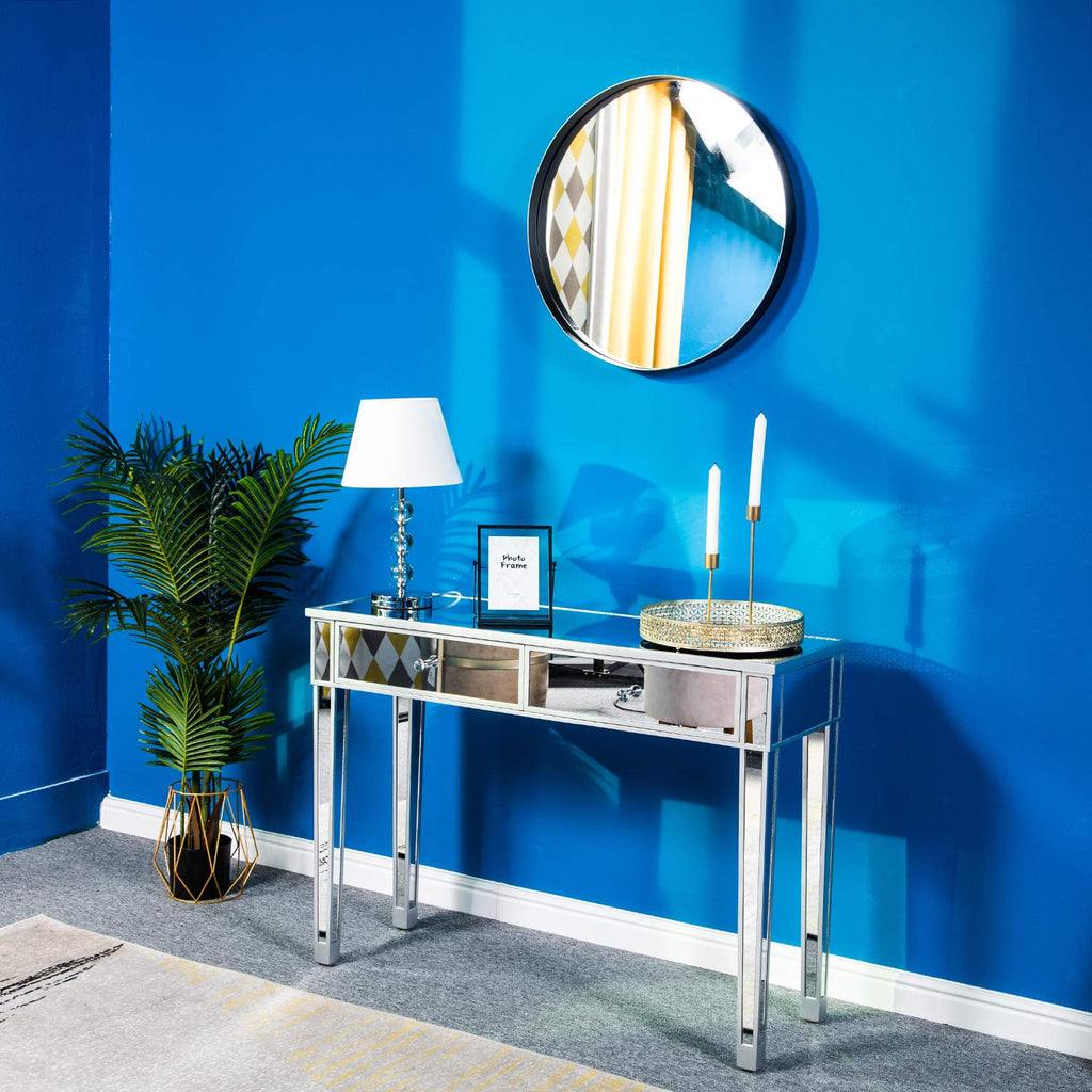 Mirrored Console Table with 2 Drawers /Hallway Silver Bedroom Desk Sofa Tables