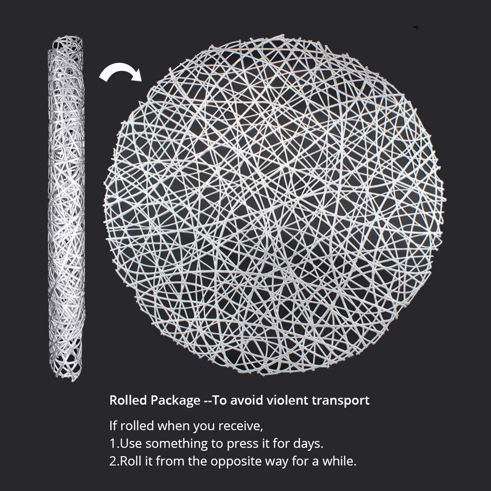 Silver Round Placemats for Dinner Table Set of 6 Metallic Hollow Out Line