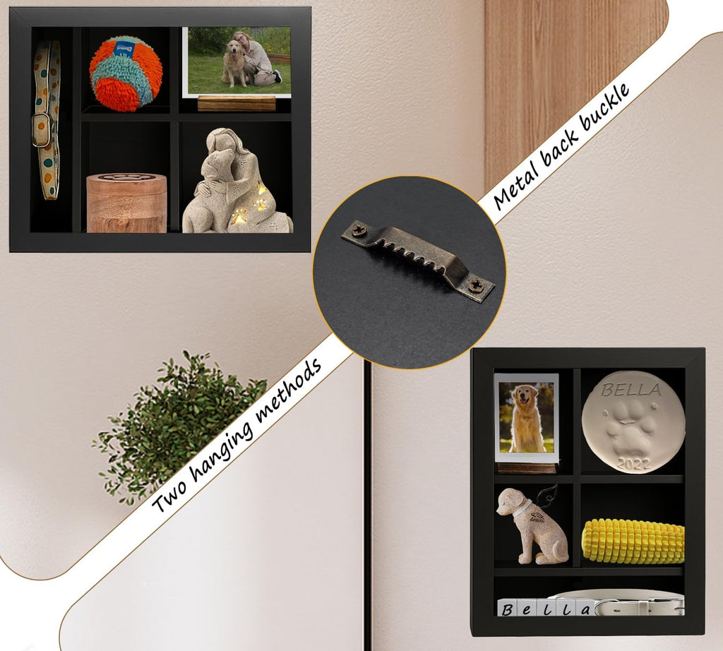 12x16 Solid Wood Pet Memorial Shadow Box Frame with Shelves & Door