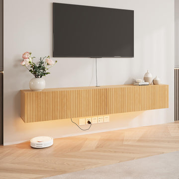 81" Floating TV Stand Wall Mounted w/Power Outlet for TVs up to 85"
