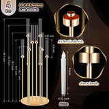 4 Pcs 10 Arm Wedding Gold Candelabra Floor Centerpieces with 40 LED Candle 46.5'' Tall Candlestick Metal Holder with