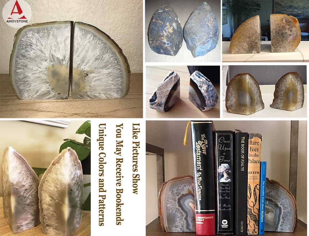 Agate Bookends Nature Crystal Coasters for Drinks Perfect Housewarming Gifts Unique