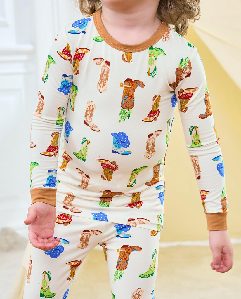 Bamboo Viscose Toddler Kids Pajamas Set, Long Sleeve Boys