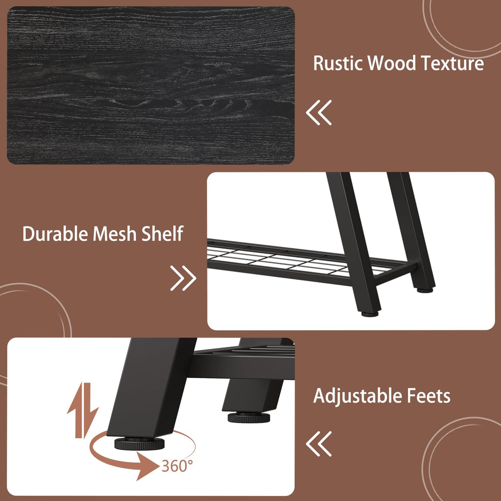 Industrial Entryway Bench Rustic Wood and Metal Storage Bench for Indoor Living Dining Room Bedroom Long Shoe Benches