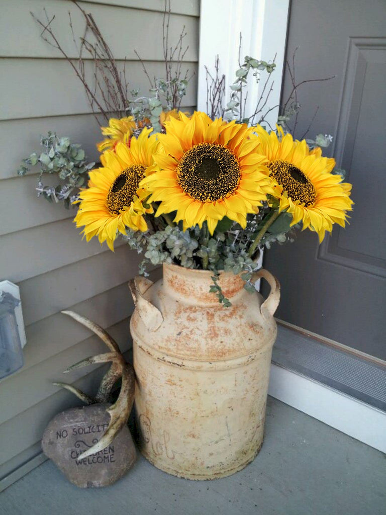 Large Sunflowers Artificial Flowers 8" Full Bloom Long Stem Artificial Sunflower 33" Tall Sun Flowers Giant Silk