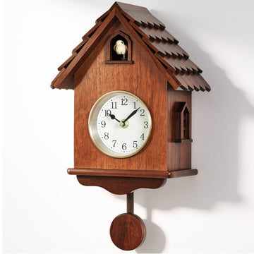 14-Inch Handcrafted Modern Cuckoo Clock for Wall with Hourly Chime, Wooden Pendulum, Moving Cuckoo Bird and Automatic