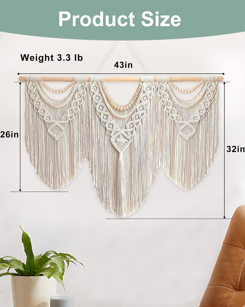 Large Macrame Wall Hanging Boho Tapestry - Big Size Wall Art Decor, Wedding, Home Decoration