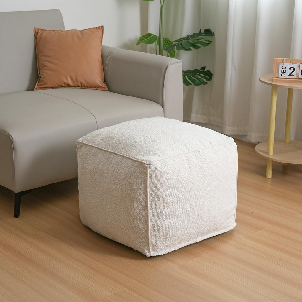 Pouf Ottoman Stuffed Modern Foam Filled Foot Rest Poufs Chair Decorative 20 X 15 Inches Boho Relax Stool Floor Poufs