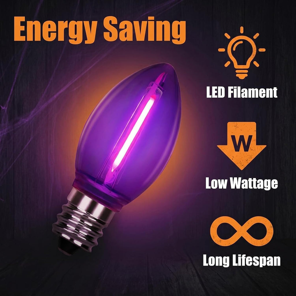 C7 LED Replacement Bulbs Purple, E12 Candelabra Base