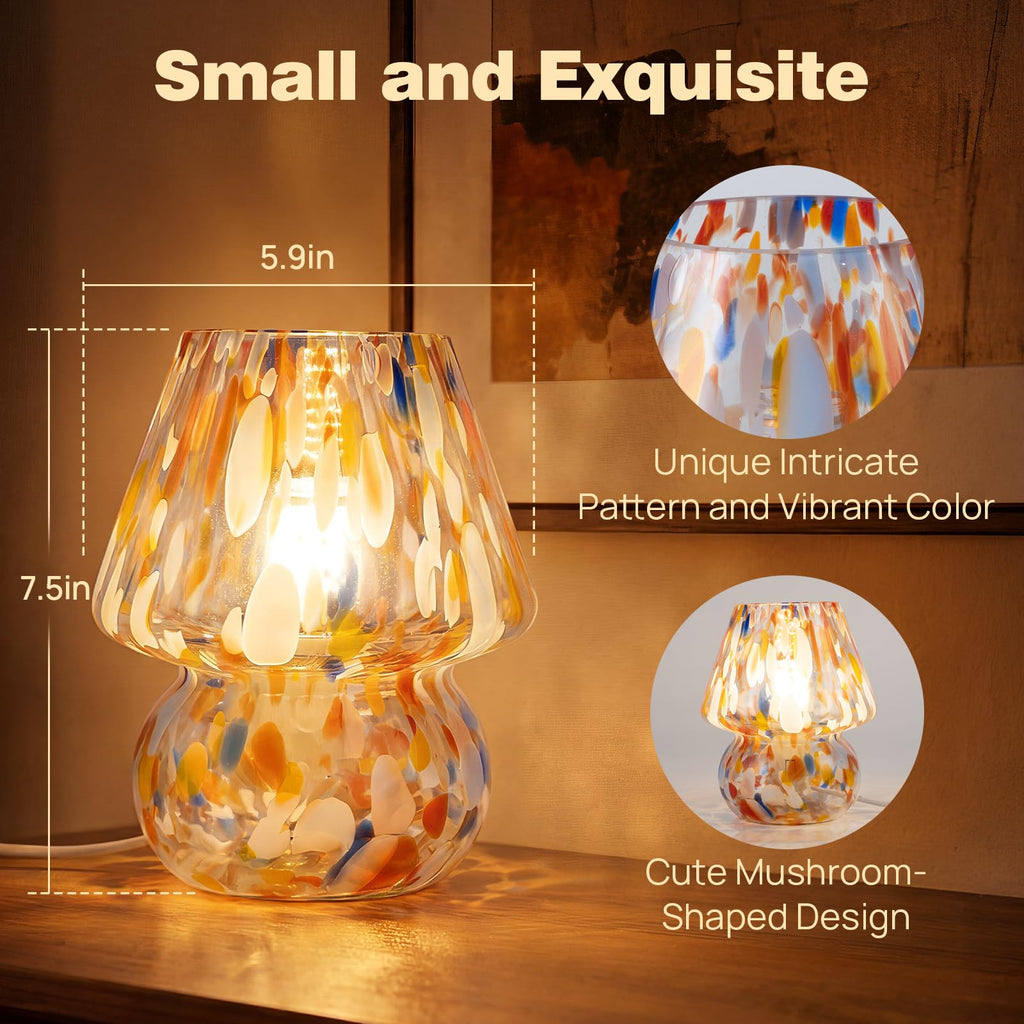 Small Mushroom Table Lamp for Bedside & Nightstand, Murano, Mixed