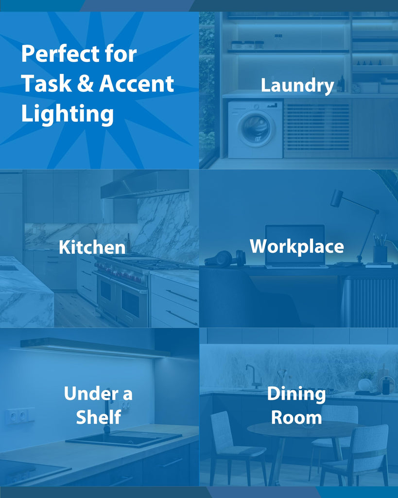9" LED Direct Wire Under Cabinet Light - Dimmable Undercounter LED Lights - Selectable CCT 2700K-5000K, 340-360