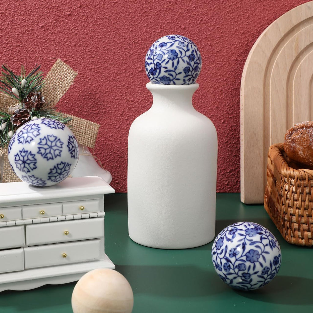 Porcelain Balls Ceramic Balls Decorative Orbs Decorative for Centerpiece Small Spheres Floating for Bowl Vase - Set of 3
