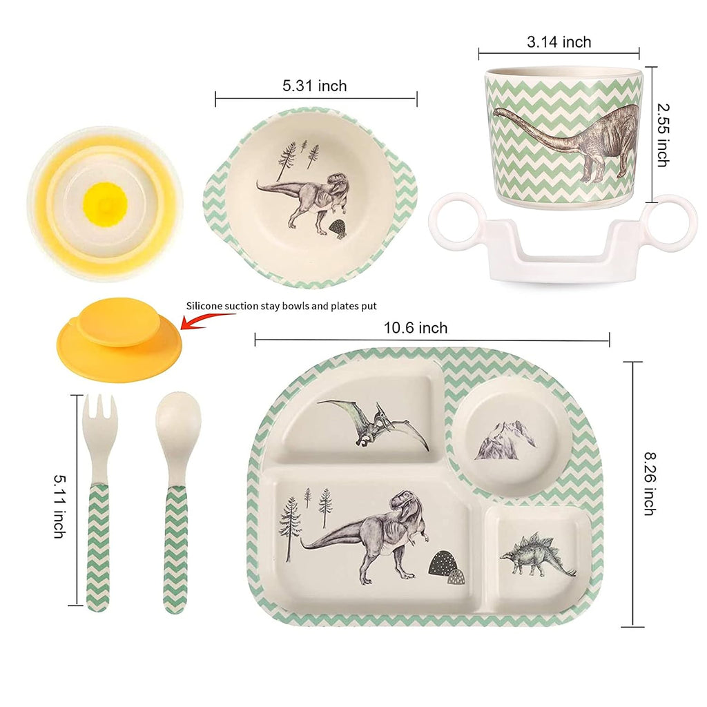 Toddler Baby Plates and Bowls Set, 7Pcs Kids Plate Dinnerware Set