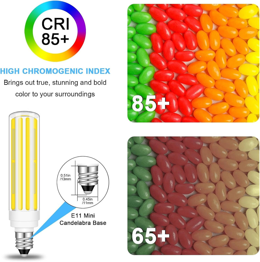 E11 T4 Candelabra Bulbs Dimmable 10W 120V Daylight White 6000K 4-Pack