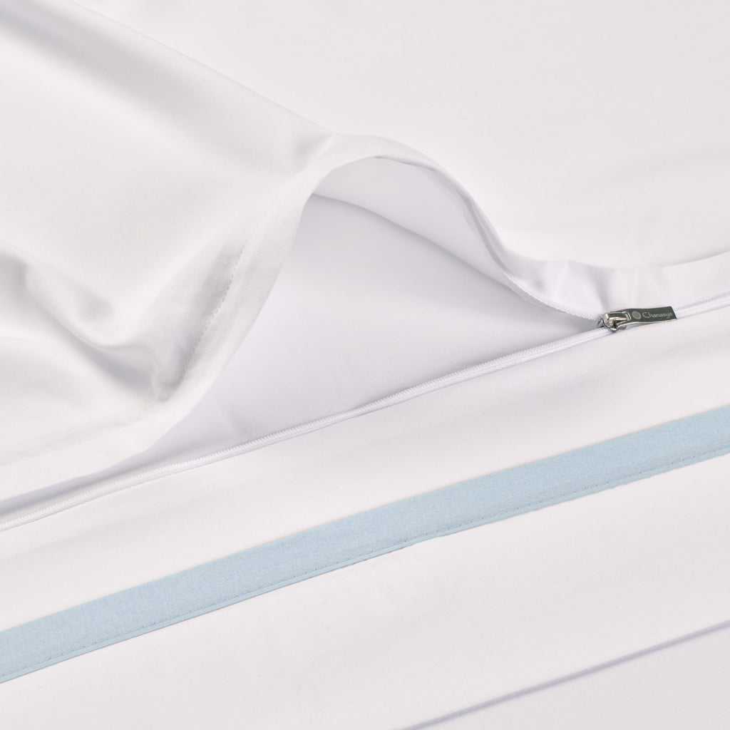 Premium Ribbon Embroidered Duvet Set - Double Brushed Modern Traditional Microfiber Duvet Set - 1 Duvet Cover & 2