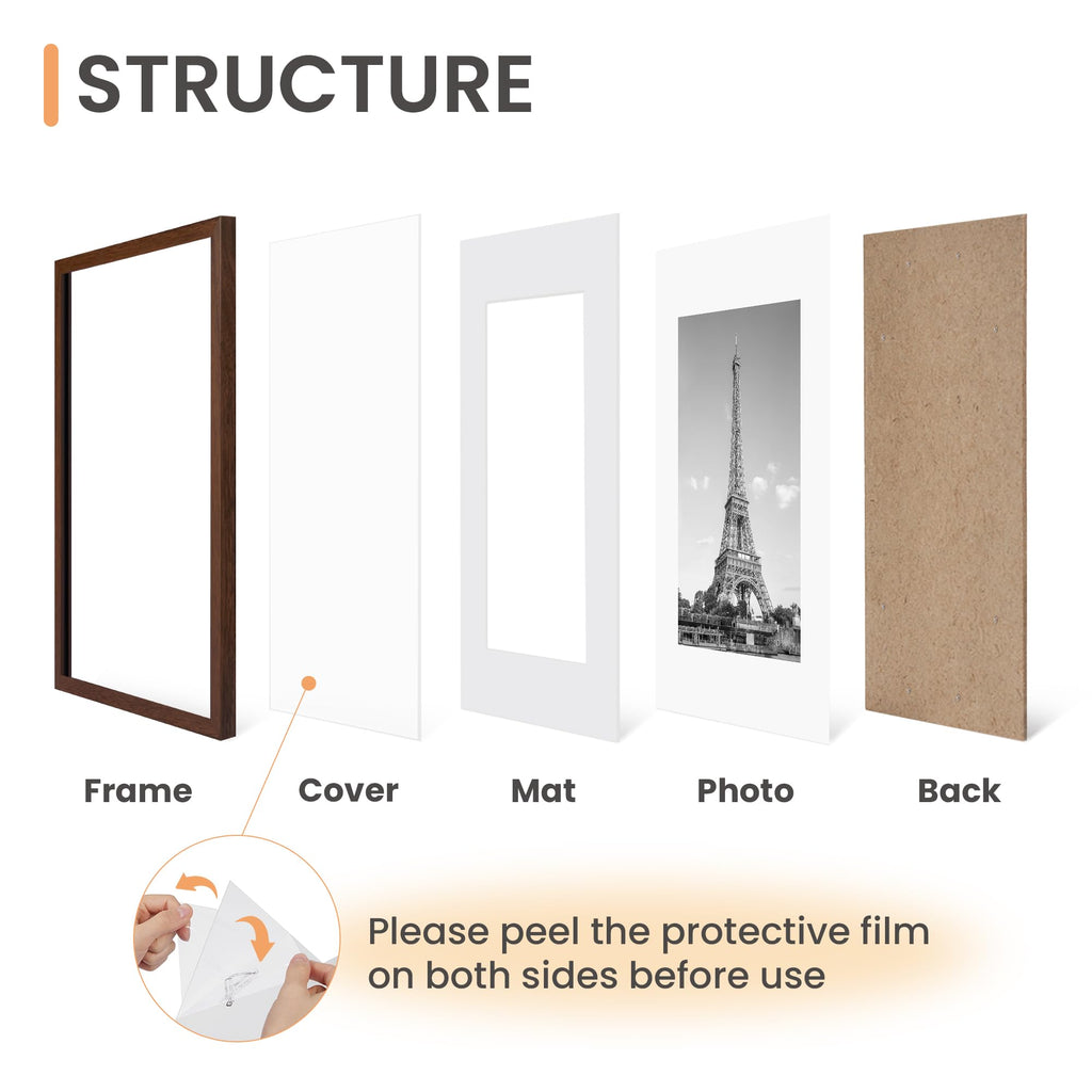 11x14 Picture Frame, Gallery Wall Frames Set of 5, Brown