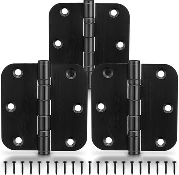 Ball Bearing Door Hinges, 3.5 Inches Black Door Hinges, 5/8'' Radius Corner Heavy Duty Stainless Steel Hinges
