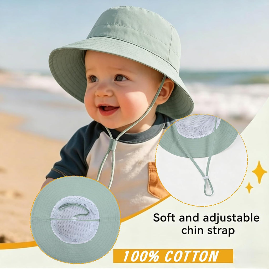 Baby Sun Hat UPF 50+ Toddler Bucket Summer Kids Beach Hats for Boys Girls