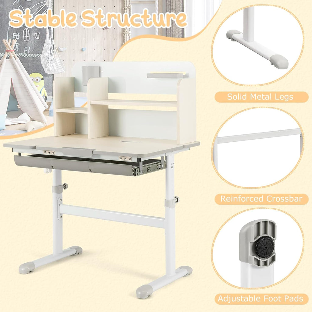Desk for Kids, Ergonomic Children Standing School Table with 0-60° Tiltable Surface, Pen Holder, Height Adjustable