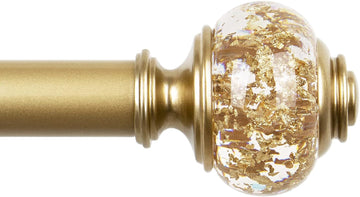 1 Inch Gold Curtain Rods for Windows 72 to 144 Inches (6 to 12 ft), Telescoping Single Drapery Rod, Decorative