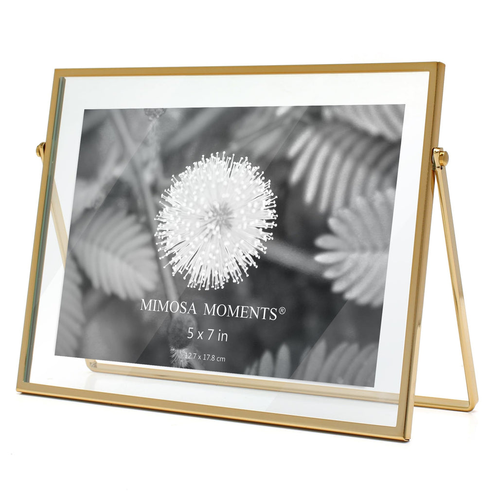5x7 Brass Metal Floating Horizontal Picture Frame