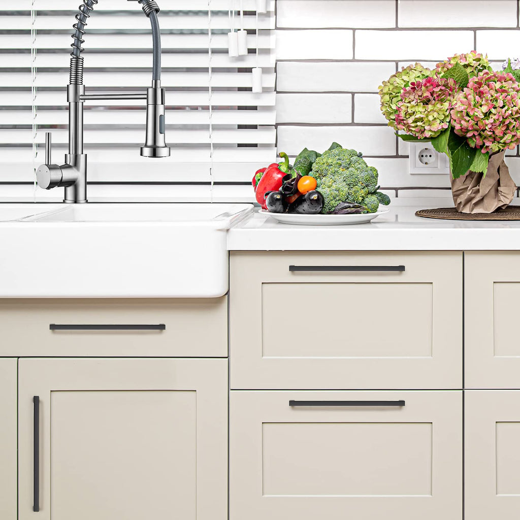 Matte Black Kitchen Cabinet Handles 7-1/2 Inch Pulls 30 Pack
