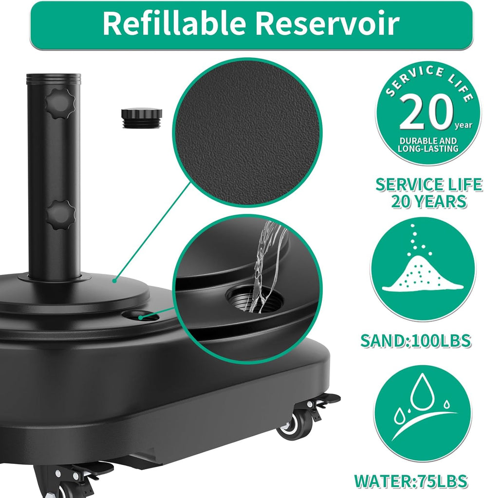 Extra Large Fillable Umbrella Base with 5 Wheels
