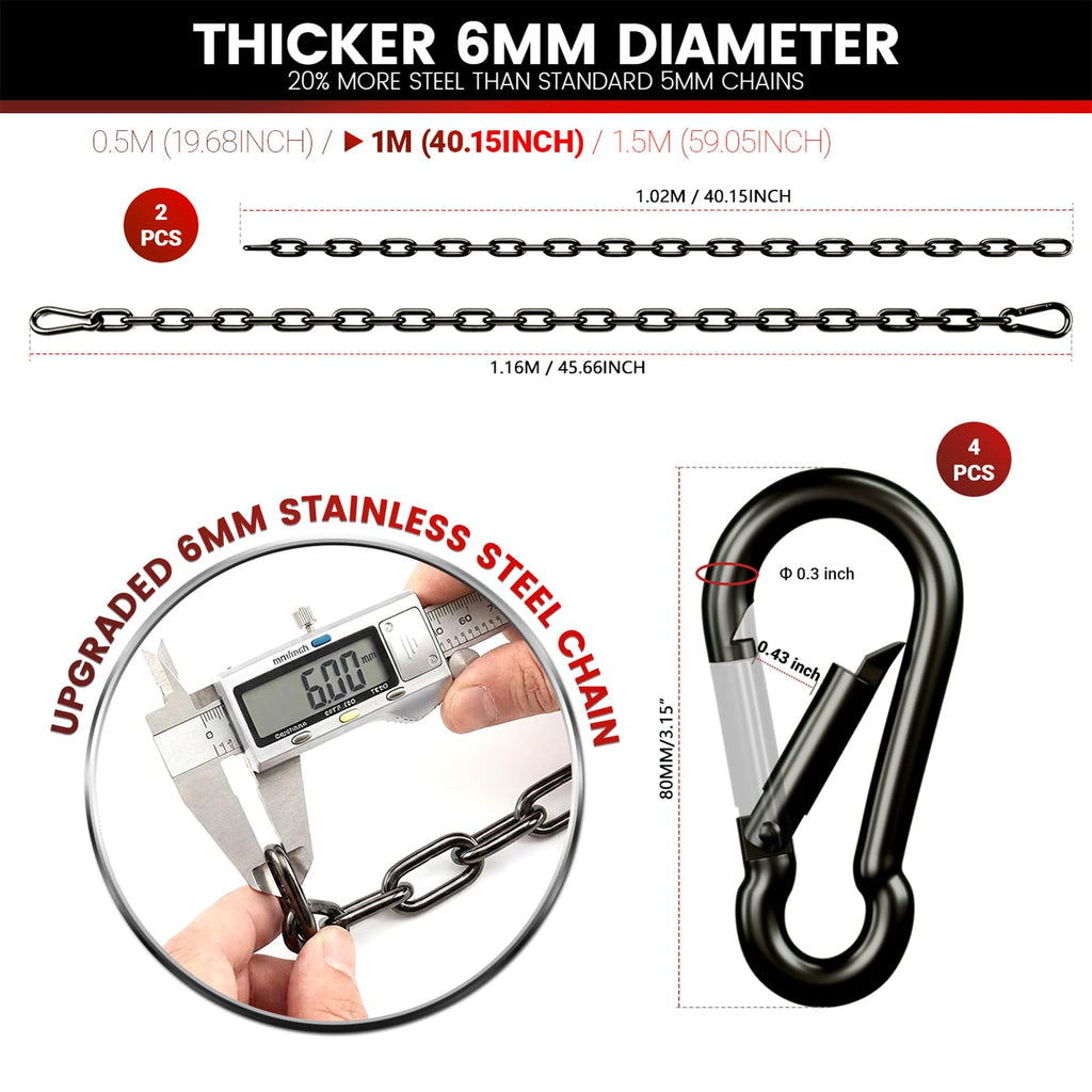 45" Hanging Swing Chain, 1000 lb Capacity, 6 mm 304 Stainless Steel