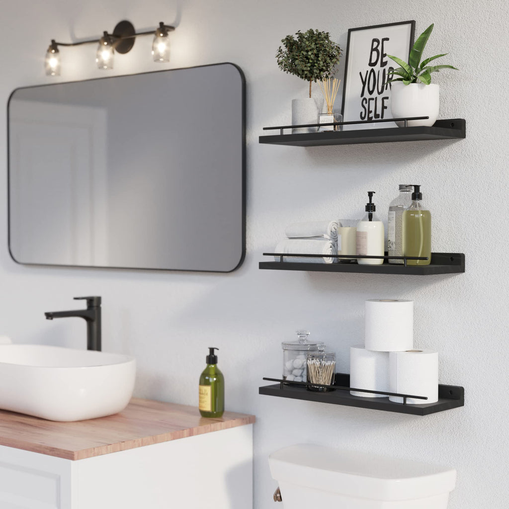Floating Shelves for Wall Decor Set of 3, Black