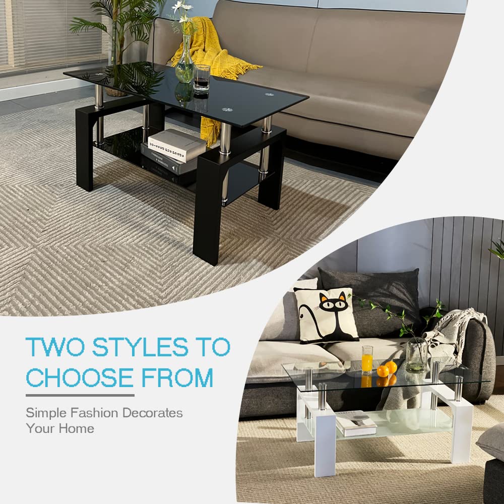 Living Room Rectangle Coffee Table, Tea Table Suitable for Waiting Room, Modern Side Coffee Table with Wooden Leg
