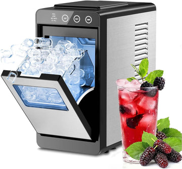 Countertop Ice Maker, 8 Bullet Cubes in 6 Mins, 26.5lbs in 24Hrs, 2 Ice Sizes, Self-Cleaning Portable Ice Maker