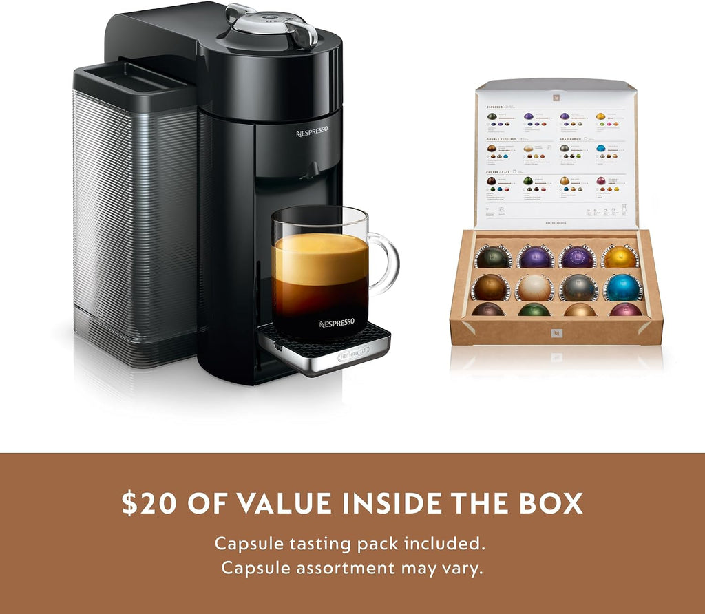 Vertuo Coffee and Espresso Machine by with Milk Frother, 236.59 Milliliters, Piano Black | Black coffee and espresso