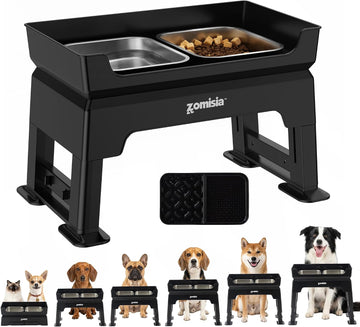 Elevated Dog Bowls, 6 Height Adjustable Raised Dog Bowl Mess Proof