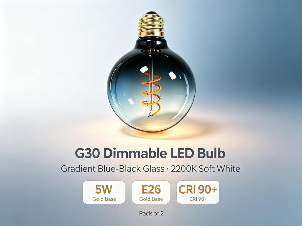 G95 Large LED Edison Light Bulb,5W Gradient Black Glass
