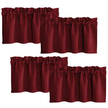4 Panles Red Blackout Kitchen Valances for Christmas Rod Pocket