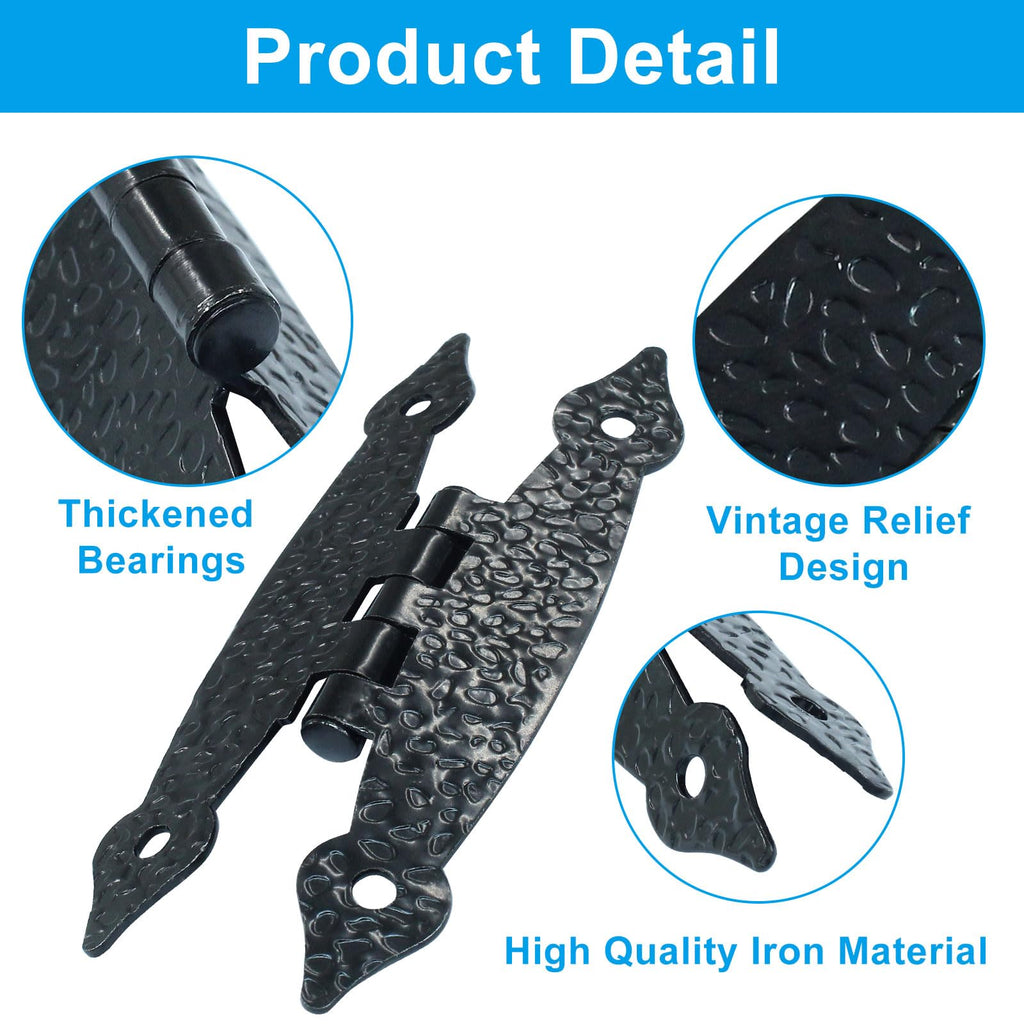 12Pcs Black H Cabinet Hinges