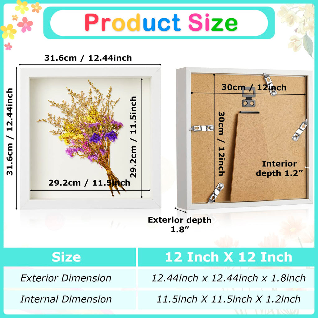 6 Pieces Shadow Box Picture Frame, White, 12 X 12 Inch