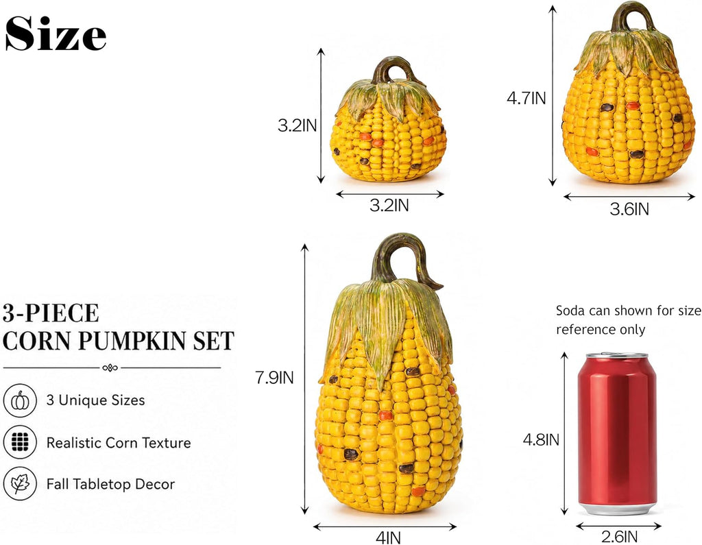 Fall Decorations Pumpkins for Decorating - Set of 3