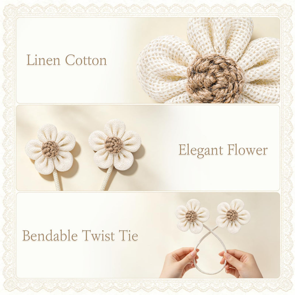 Curtain Tiebacks, Twisted Boho Curtain Holdbacks, Cream, 2 Pcs