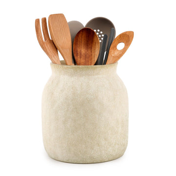 7 '' Ceramic Utensil Holder Counter, Light Beige Gray