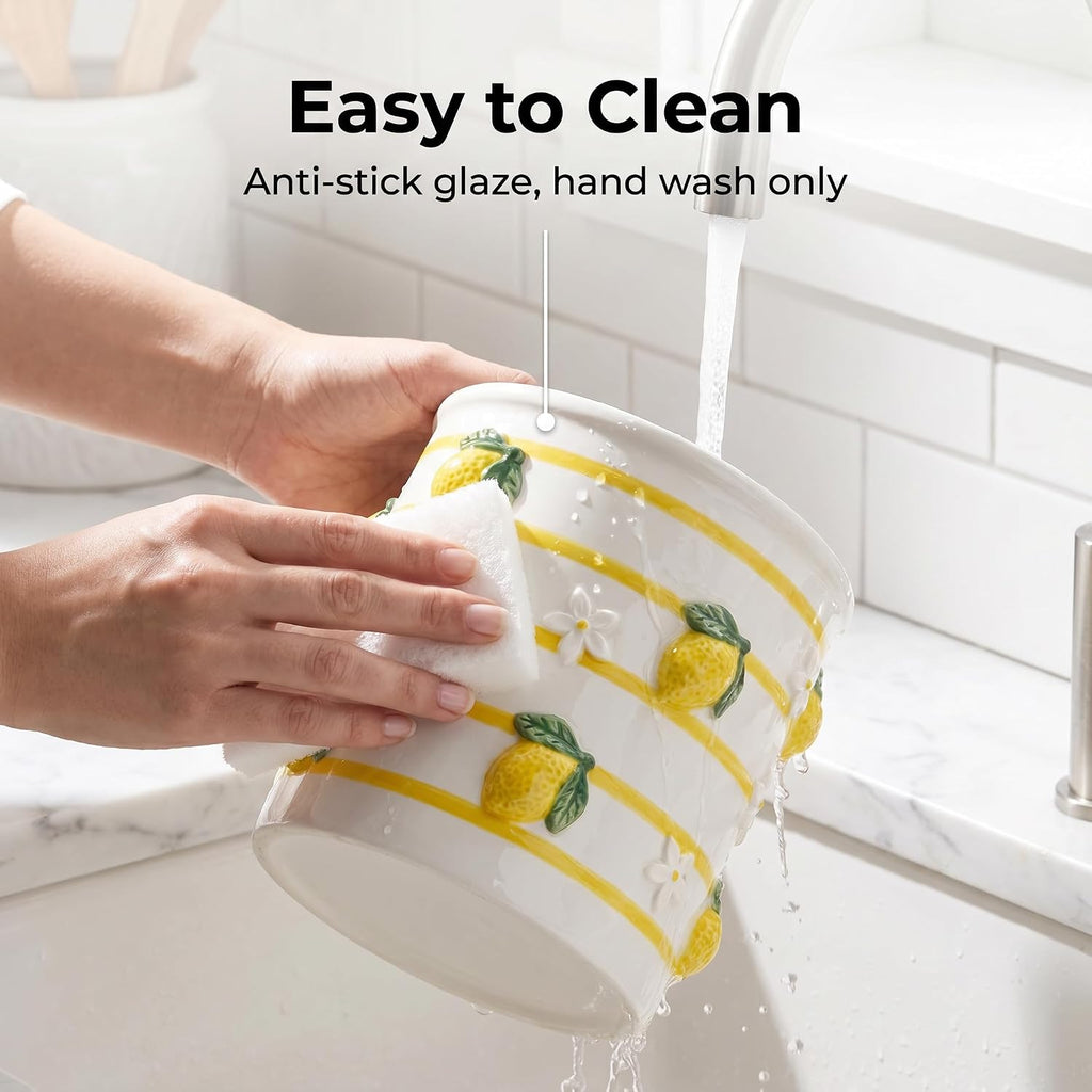 Large Ceramic Cookie Jars with Lids Airtight Cute Lemon Food Jars