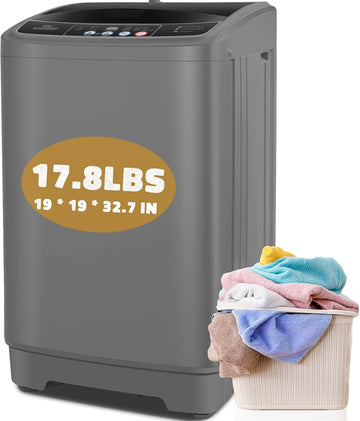 Portable Washing Machine, 17.8Lbs Portable Washer Machine, 2.4Cu.ft Compact Laundry Washer and Dryer Combo with Drain