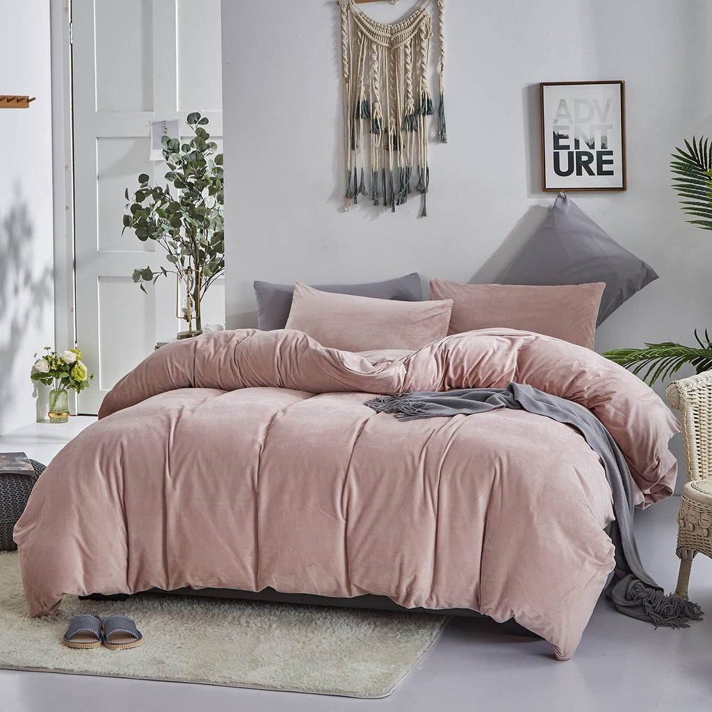 Pink Velvet Comforter Set Blush Pink Fluffy Bedding Comforter Set Light Pink Solid Color