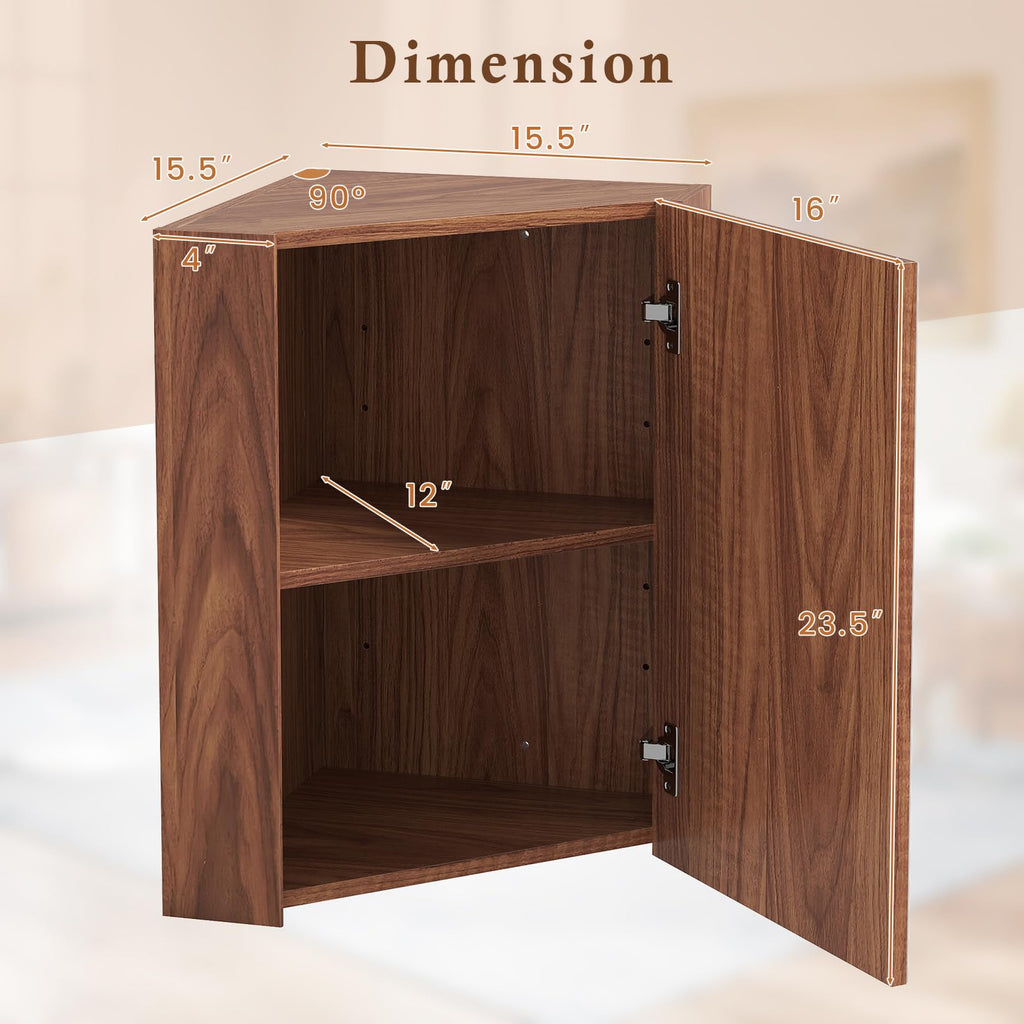 Corner Medicine Cabinet with Mirror, 23.5" Wall Mounted Storage Cabinet Organizer with Left/Right Open Mirror Door &