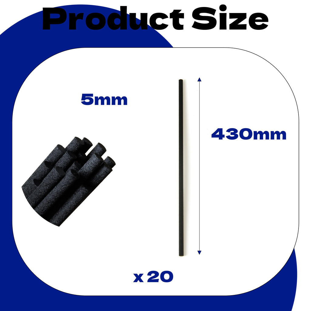 Black Fibre Reed Diffuser Sticks 20pcs 43cm x 5mm Black Fibre Reed Diffuser Sticks Thick Diffuser Reeds Sticks