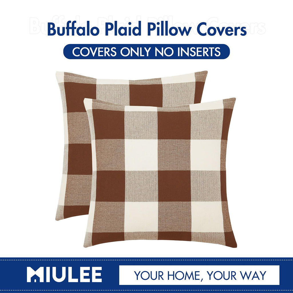 Christmas Plaid Pillow Covers Christmas Decor 18x18 Brown