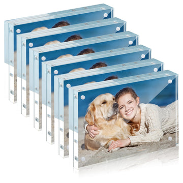 4x6 Acrylic Frame 6 Pack, 20MM Thicker Frameless Clear Picture Frames