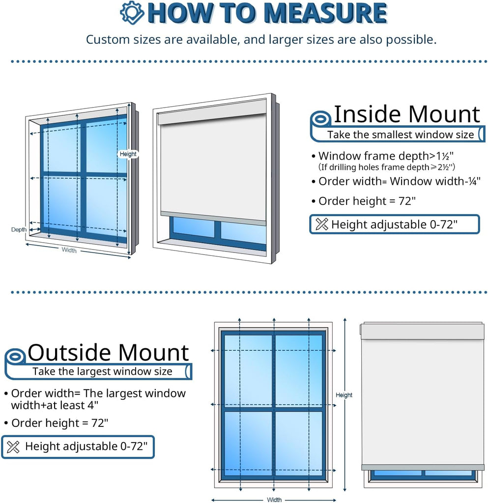 Motorized Blinds for Windows - Roller Window Shades with Remote, No-Drill Installation, Cordless Automatic Blackout